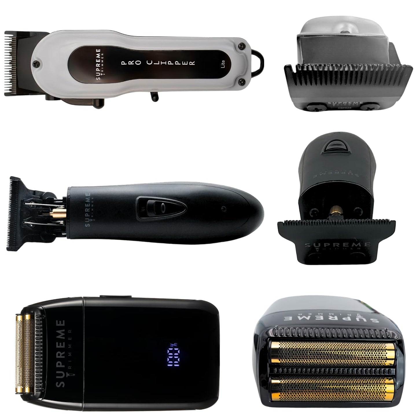Supreme Trimmer 3-in-1 Barber Bundle - Pro Clipper Lite, DLC T-Shaper Trimmer, Crunch Lite Foil Shaver - Professional Beard Trimmer/Clipper Kit Beauty and Personal Care Supreme Trimmer