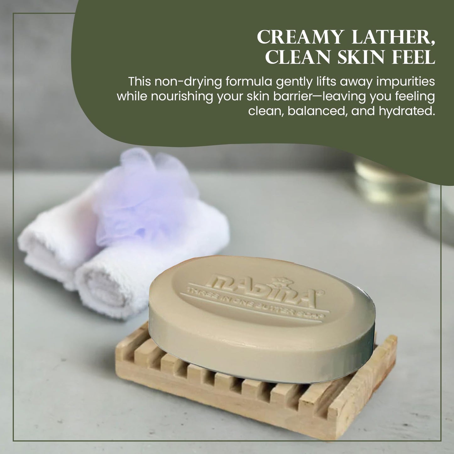 Madina 3-in-1 Butter Soap Bar - Cocoa, Mango & Shea Butter, Moisturizing, Nourishing, Vegetable-Based, Halal, Gentle Cleanser for All Skin Types, 6 Beauty & Personal Care Madina