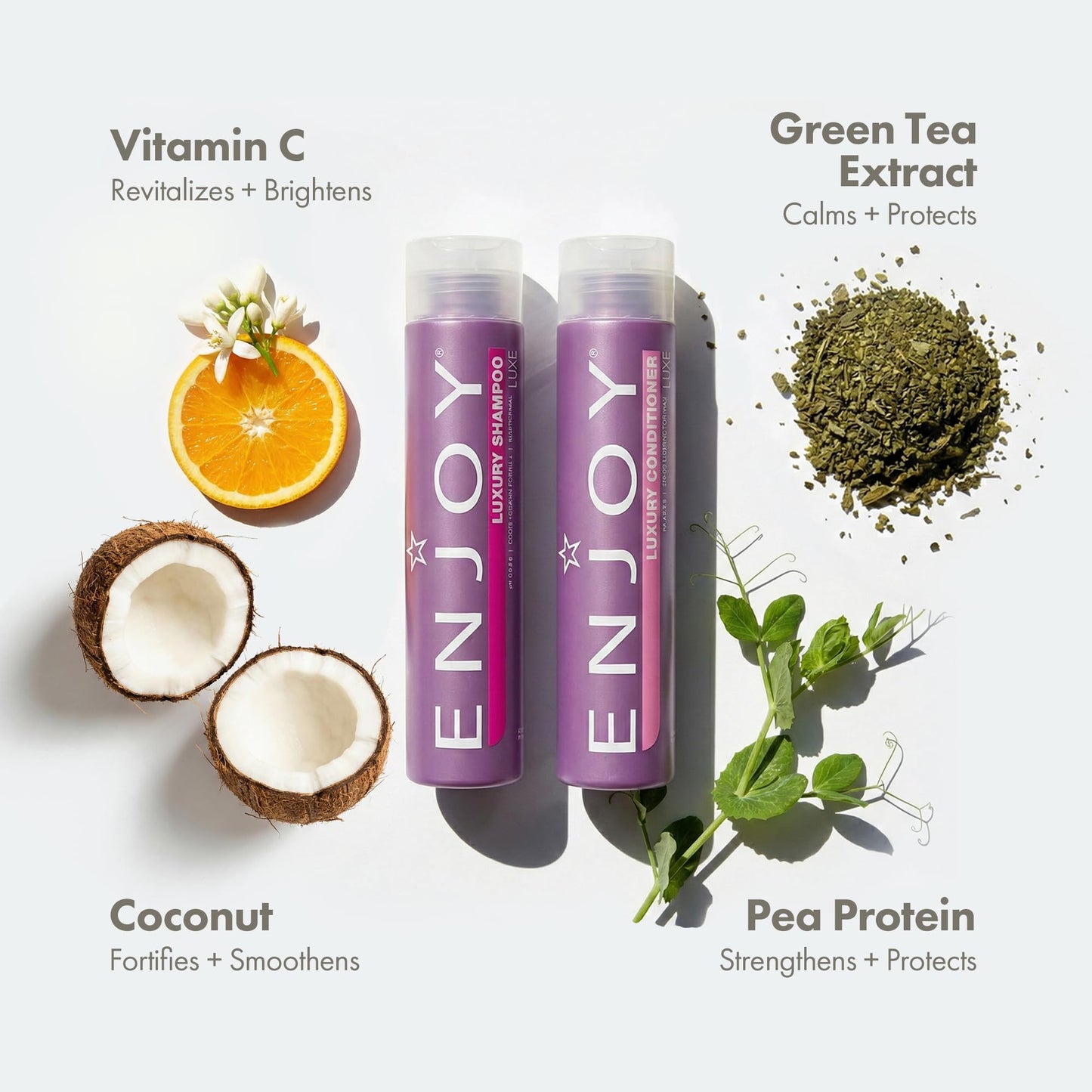 Enjoy Luxury Shampoo & Conditioner- Eliminates Frizz Cleansing Moisturizing Smoothing - Sulfate Free For Thick Coarse or Curly Hair (10.1 Fl Oz) Beauty & Personal Care Enjoy