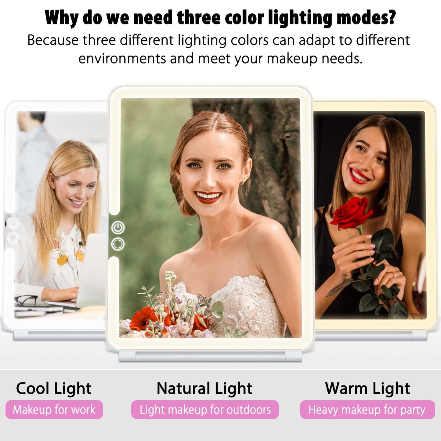 WEILY Portable Travel Mirror Makeup Mirror with 72 LED Lights, Touch Screen Three Colors Dimmable,Ultra Thin, 2000 mAh USB Rechargeable Foldable Beauty & Personal Care WEILY