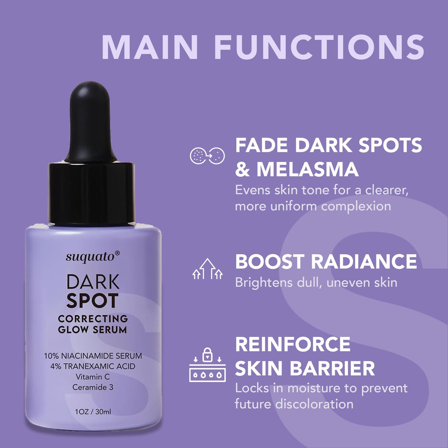 suquato Dark Spot Remover Serum - For Face Hyperpigmentation & Melasma Care - Dark Spot Correcting Glow with Tranexamic Acid + Niacinamide + Vitamin C Beauty & Personal Care suquato