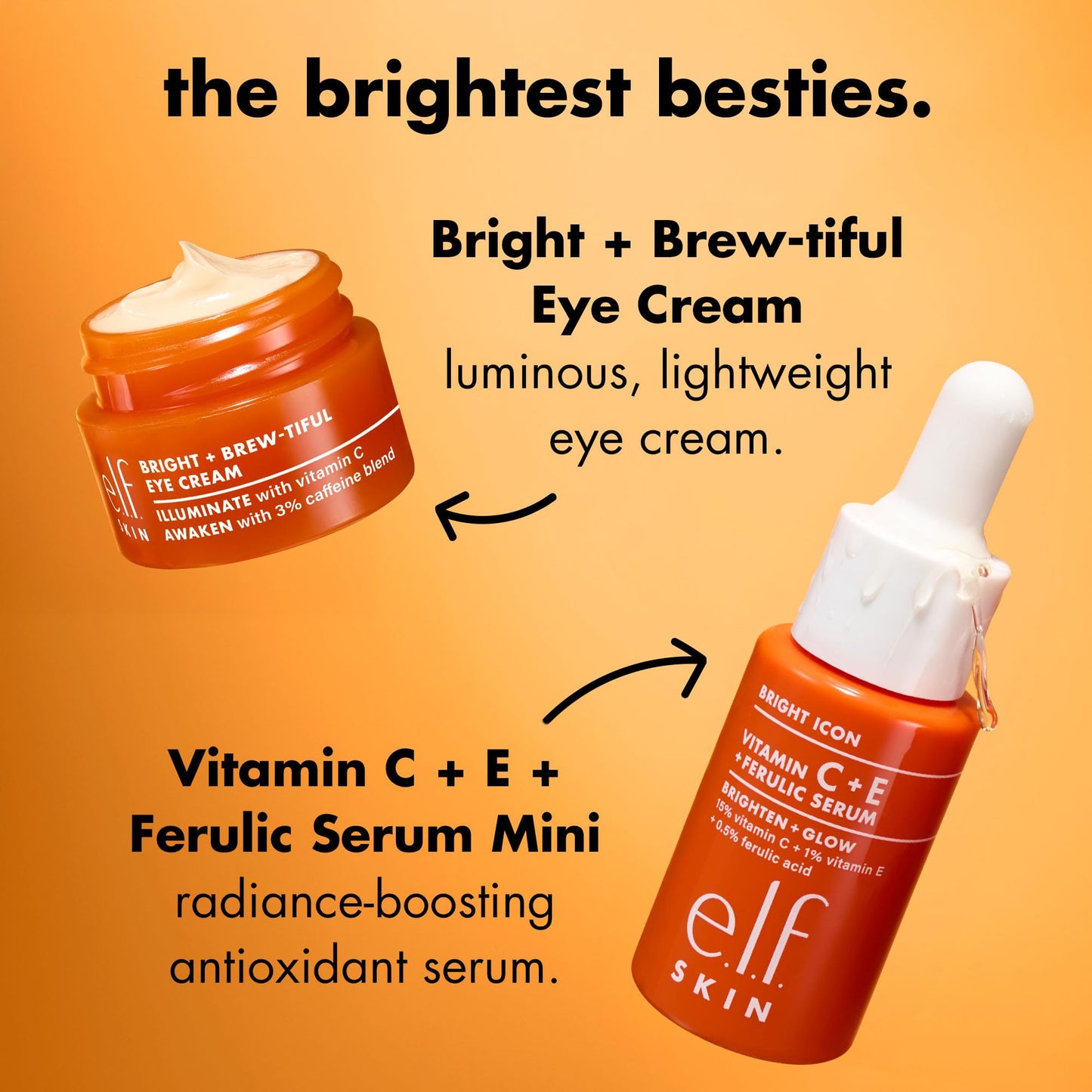 e.l.f. SKIN Brightest Besties Duo, Travel-Sized Skincare Set, Brightening Face Serum & Vitamin C Eye Cream, Boosts Radiance, Depuffs & Evens Skin Beauty & Personal Care e.l.f.