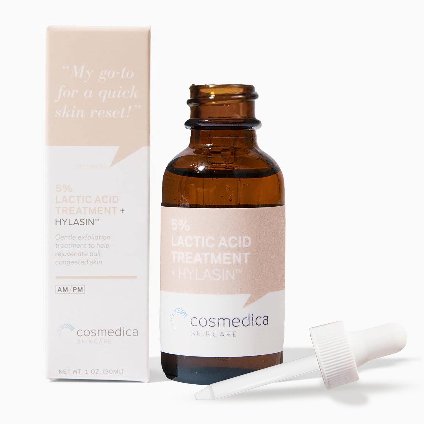 Cosmedica Skincare 5% Lactic Acid Treatment Hylasin - AHA, Hyaluronic Acid, Gentle Exfoliator Dark Spot Corrector, Anti-Aging, Face Peel Brightening Beauty & Personal Care Cosmedica Skincare