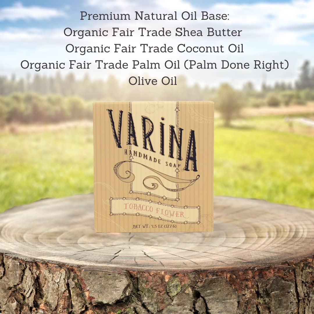 Varina Natural Tobacco Flower Bar Soap - Gentle Cleansing for Sensitive Skin, Earthy Scents - 3 Pack Beauty & Personal Care Varina