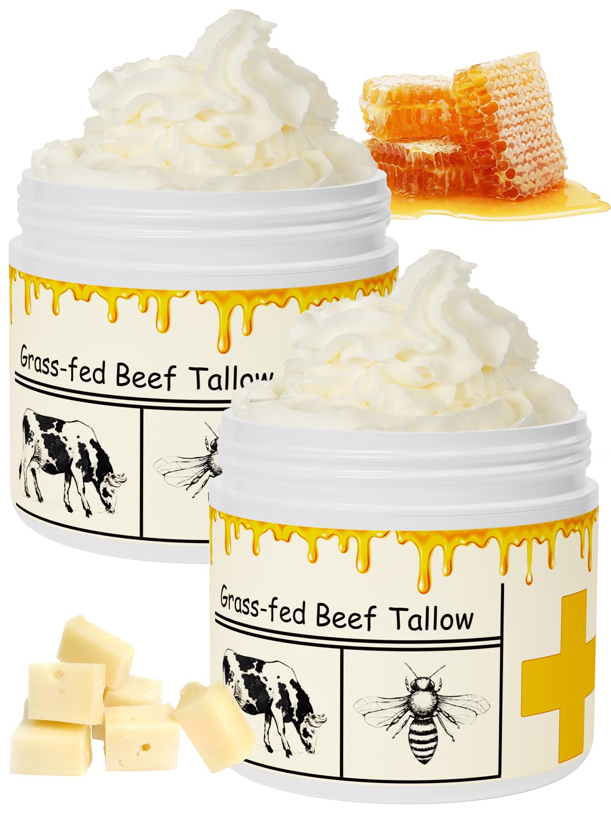 mkzea Beef Tallow for Skin, Beef Tallow, Tallow and Honey Cream, Grass Fed Beef Tallow, Whipped Beef Tallow for Face Moisturizer for All Purpose Beauty & Personal Care mkzea