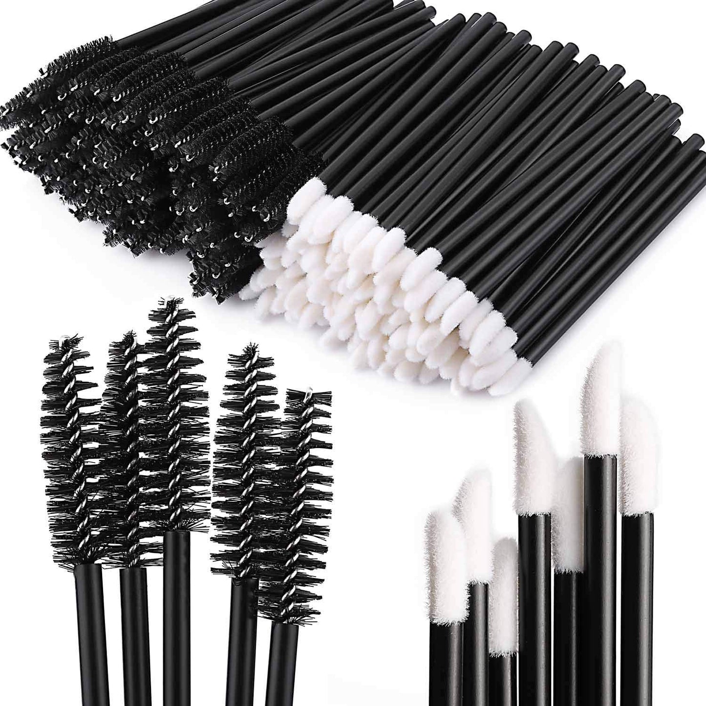 Tbestmax 200 Disposable Mascara Wand Spoolies and Lip Brushes, Lipstick Lipgloss Applicator for Eyebrow Eyelash Extension Makeup Kits Black Beauty & Personal Care Tbestmax