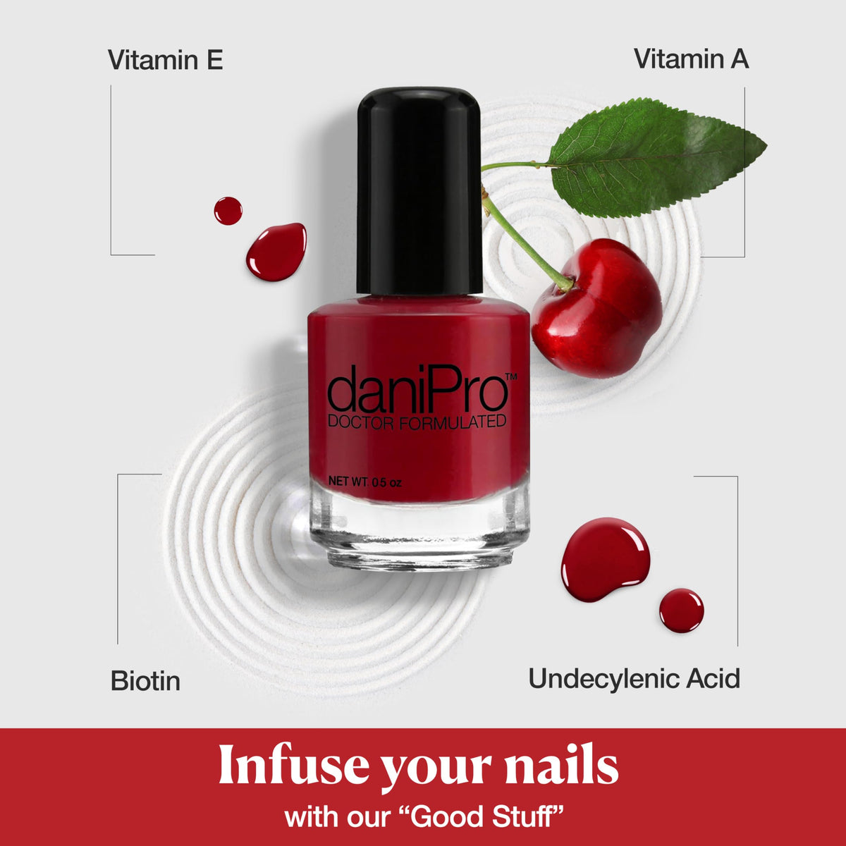daniPro Doctor Formulated Nail Polish Always Be True - Deep Red Fingernail Polish & Toenail Polish, 0.5 oz with Undecylenic Acid, Biotin & Vitamins Beauty & Personal Care daniPro