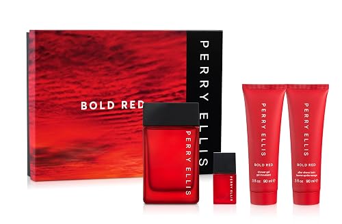 Perry Ellis Bold Red Gift Set: 3.4 fl oz eau de toilette,3 oz aftershave,3 oz shower gel,.25 fl oz travel mini - lime, parsley, mandarin, nutmeg Beauty & Personal Care Perry Ellis