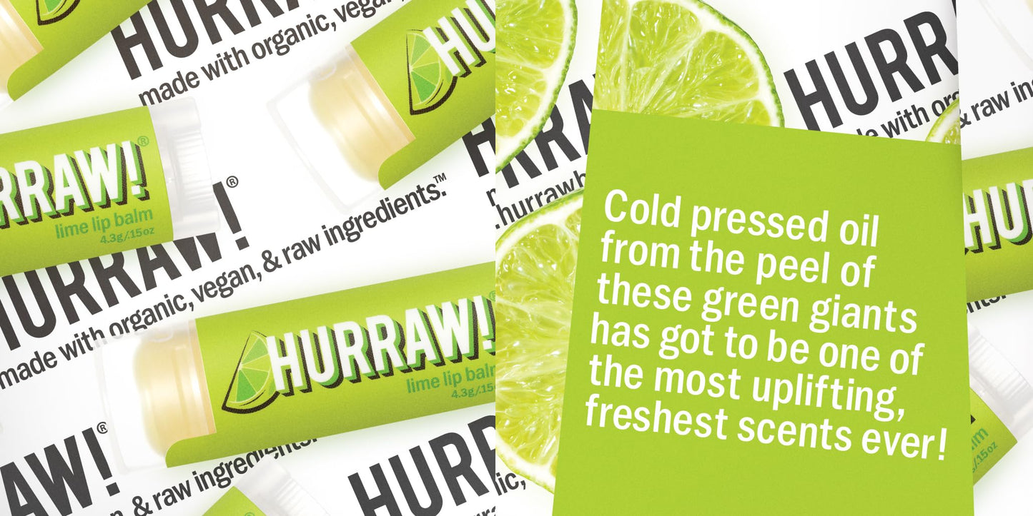 Hurraw! Lime Lip Balm, 3 Pack: Organic, Certified Vegan, Cruelty and Gluten Free. Non-GMO, 100% Natural Ingredients. Bee, Shea, Soy and Palm Free. Beauty & Personal Care HURRAW!