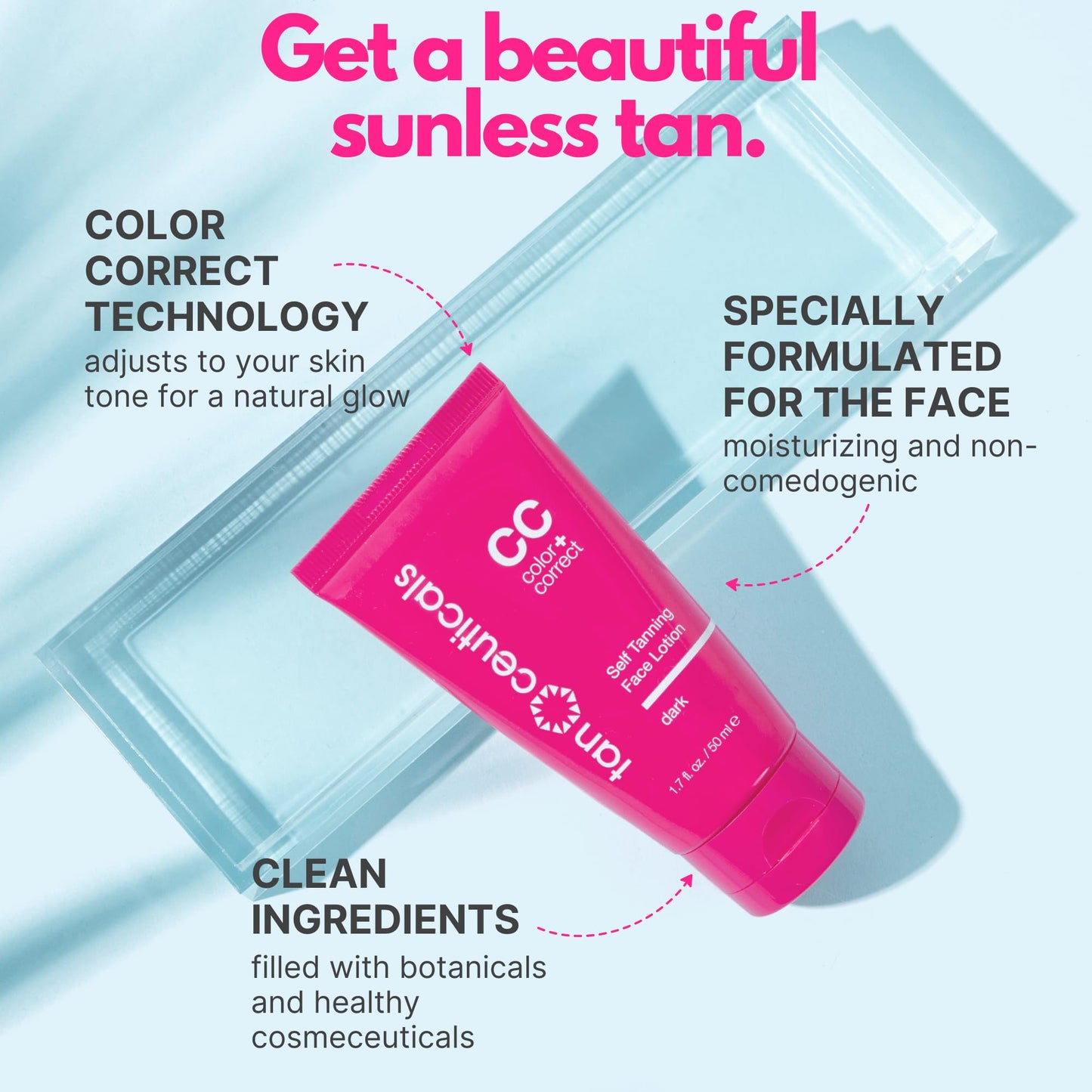 Tanceuticals Facial Self Tanner - Self Tanning Lotion for Face Gives Natural, Long Lasting Sunless Tan - Fresh Coconut Scent - Won’t Clog Pores or Beauty & Personal Care Tanceuticals
