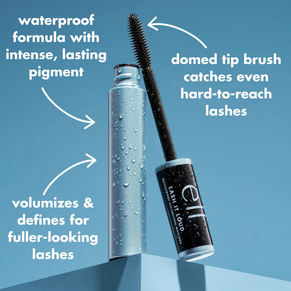 e.l.f. Lash It Loud Waterproof Mascara, Volumizing Formula For Mega Lashes, Creates Fuller & Bolder Eyelashes, Vegan , Black Beauty & Personal Care e.l.f.