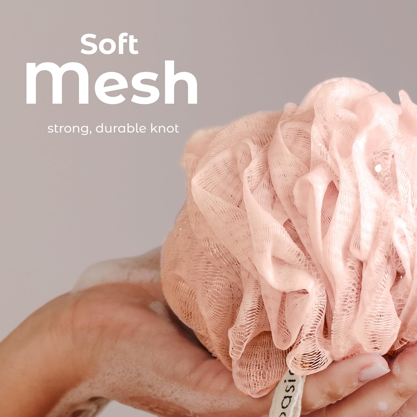 MainBasics Bath Shower Loofah Sponge Pouf Body Scrubber Exfoliator Body Wash Sponge (Set of 3, Earthy Love) Beauty & Personal Care MainBasics