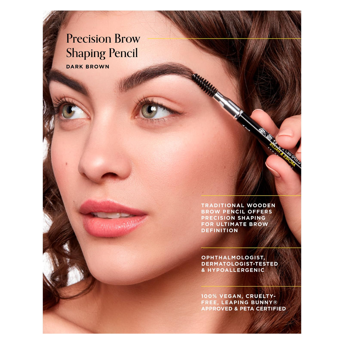 Arches & Halos Precision Brow Shaping Pencil - Double Sided Eyebrow Filler and Spoolie Brush - Creamy Texture for Shaping and Defining With Ease -