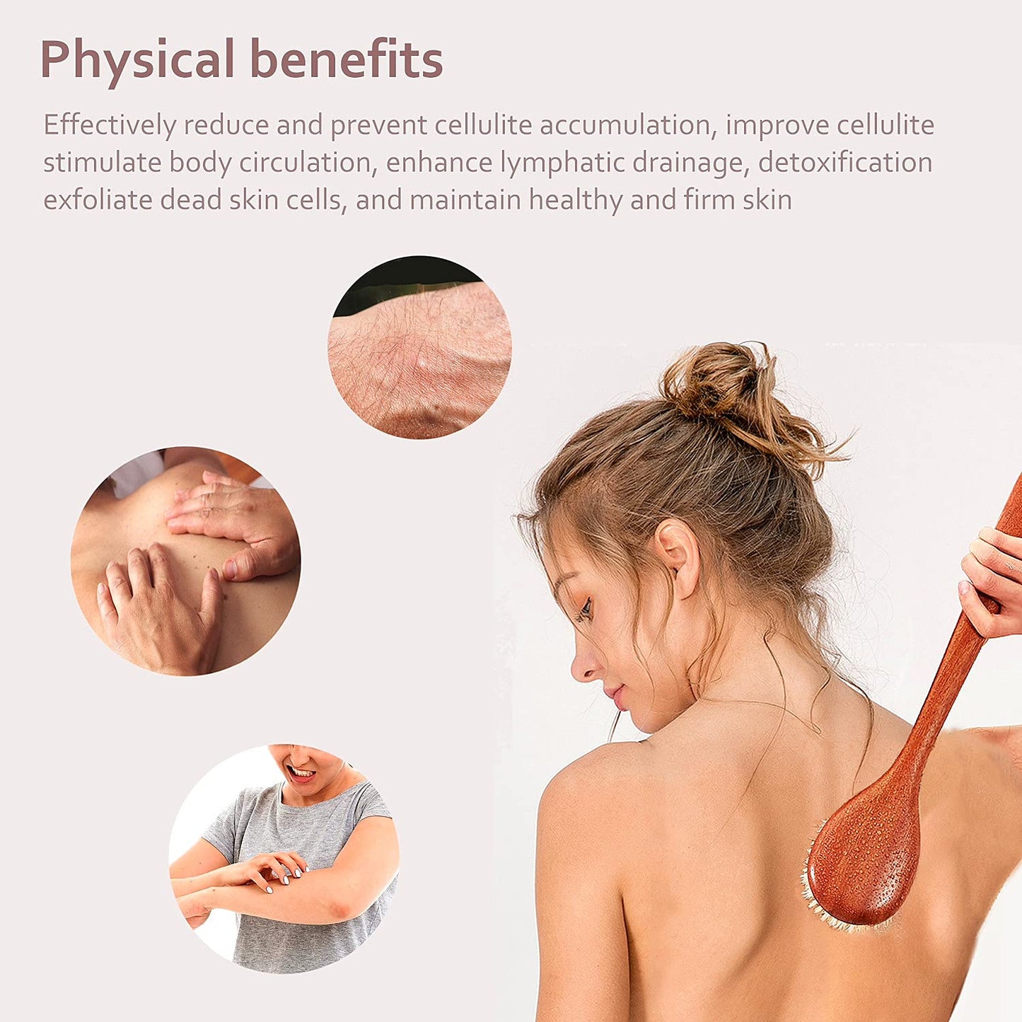 Focused on the Bathing Experience with Dry Brushing Body Brush, Long Wooden Handle with Back Scrubber,Shower Brush for exfoliator Skin and Remove Dead Beauty and Personal Care Smiley smith