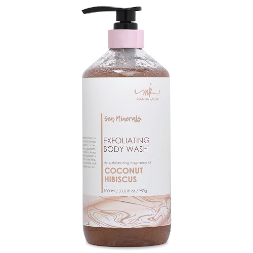 Manna Kadar Beauty Dead Sea Minerals Exfoliating Body Wash, Coconut Hibiscus - Body Wash, Shower Gel, Moisturizing Scrub, Brighten Dull Skin Beauty & Personal Care Manna Kadar