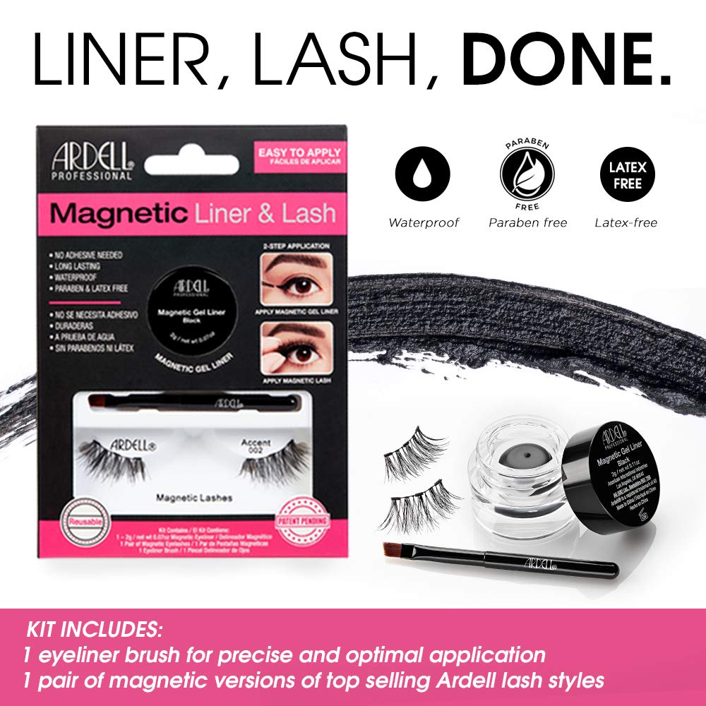 Ardell Magnetic Gel EyeLiner & False Lashes, Accent 002, 1 set, Black