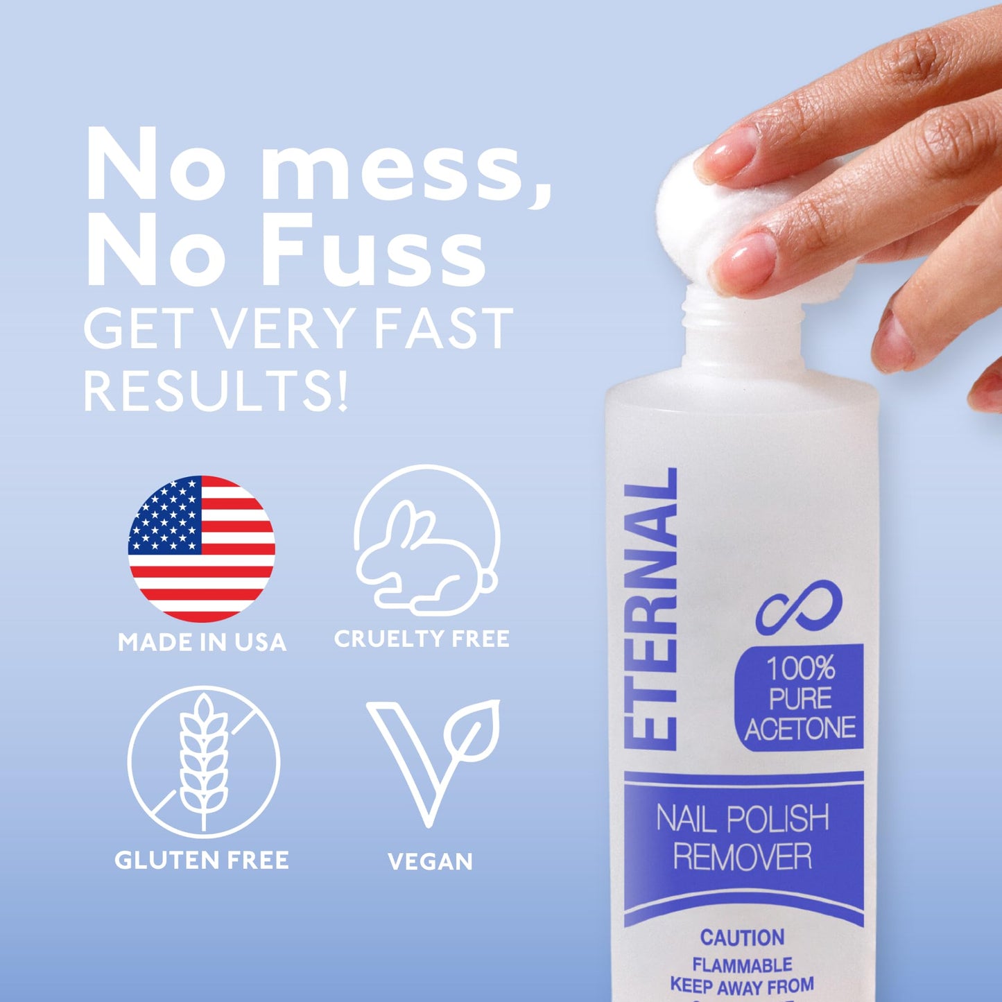 Eternal 100% Pure Acetone- Acetona pura - Quick Professional Ultra-Powerful Nail Polish Remover for Natural, Gel, Acrylic, Shellac Nails and Dark Beauty & Personal Care Eternal