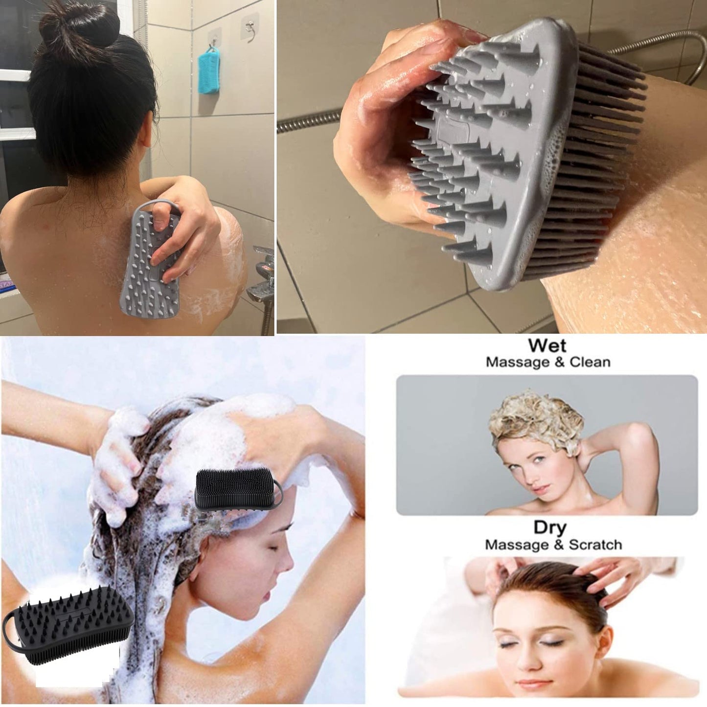 Cinlitek 2Pack Dual Sided Silicone Body Scrubber for Exfoliating, Shower&Scalp Massage, 2 in 1 Bath&Shampoo Brush,Soft Body Exfoliator Silicone Loofah Beauty and Personal Care Cinlitek