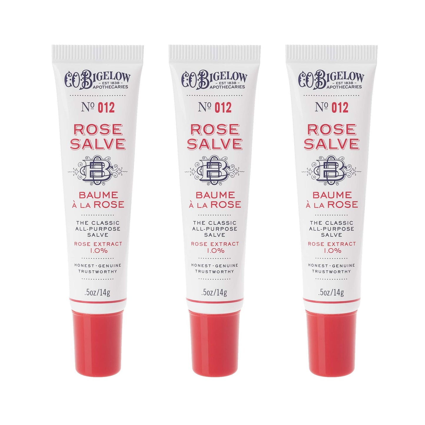 C.O. Bigelow Rose Salve Tubes, Pack of 3 Lip Balm Tubes, All Purpose Salve for Lips, Cuticles, Hands & Dry Skin, Lip Balm Set, 0.5 oz Beauty & Personal Care C. O. Bigelow