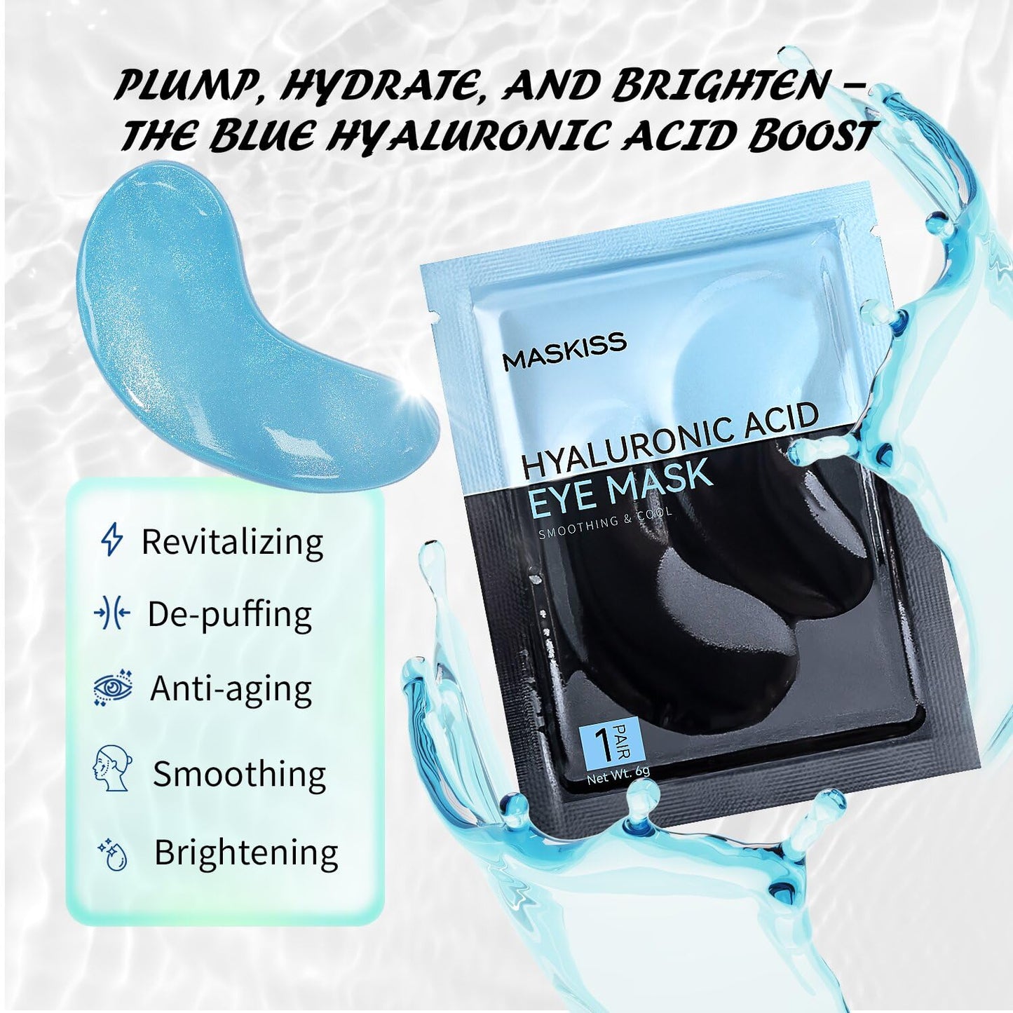 Maskiss Under Eye Patches (25 Pairs), Hyaluronic Acid Eye Masks for Dark Circles Puffy Eyes Undereye Bags, Collagen Eye Patches for Wrinkles Beauty & Personal Care Maskiss