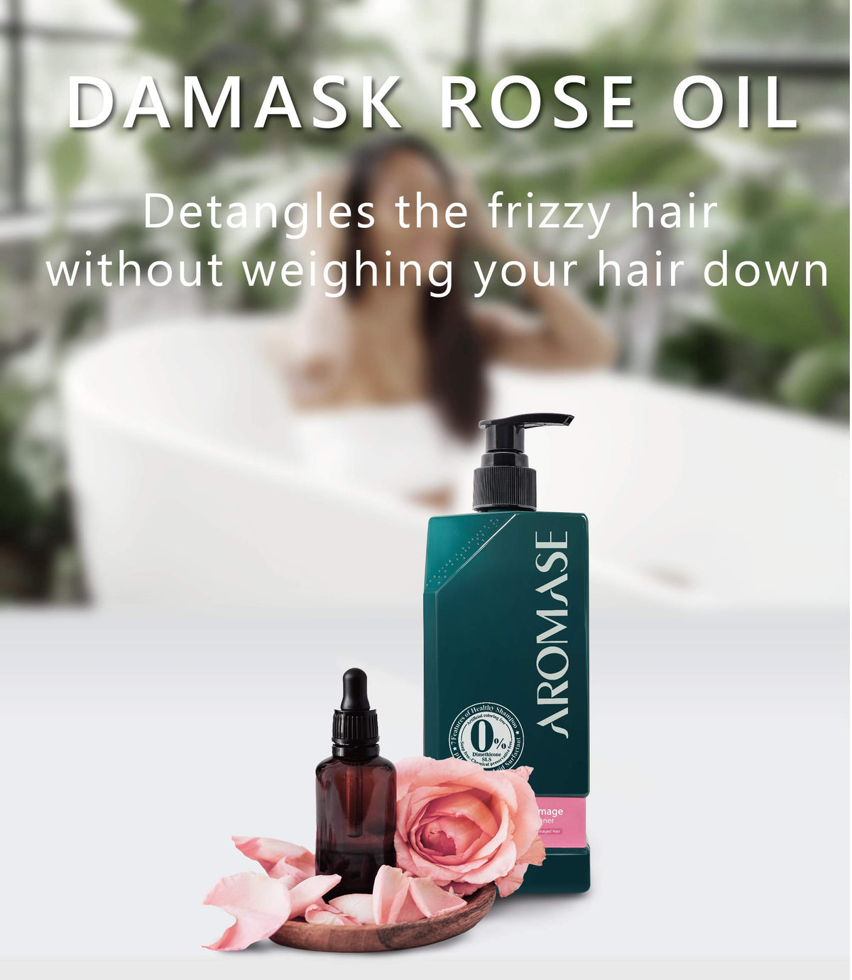Aromase Red Rose Recovery Conditioner - Natural Hair Conditioner with Rose, Jojoba, & Rosemary Oil for Dry, Frizzy Hair - 14.11 oz