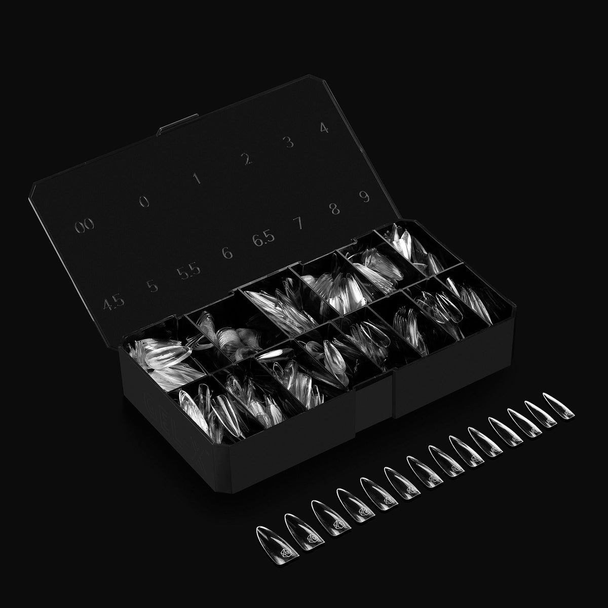 Apres Gel-X® Almond Box of Nail Tips | 280 Gel-X Tips, Soft Tips, 14 Sizes 00-9 | Half-sizes Included (Natural Almond Long, 280 Count)