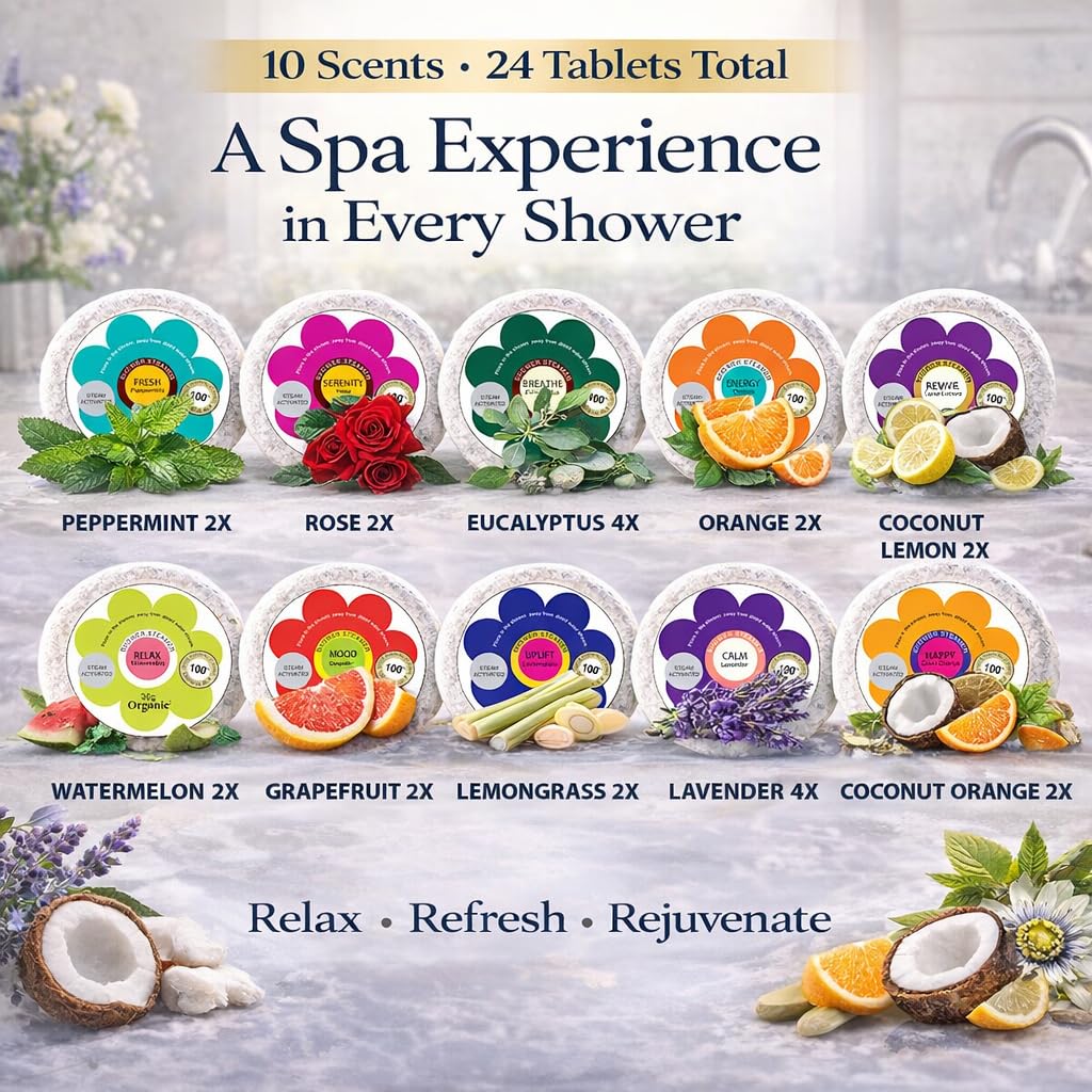 Shower Steamers for Women Gift Set, 24pc Shower Bombs Aromatherapy Gift Set w/Organic Essential Oils. Shower Melts, Bath Bombs for Shower, Birthday Beauty and Personal Care Mineral Me California