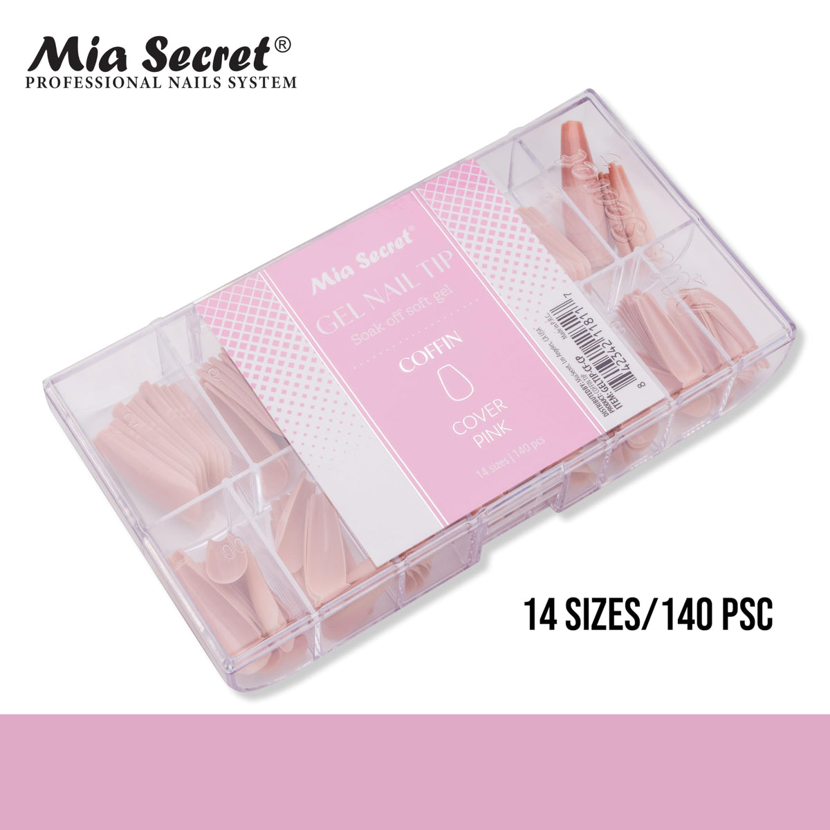 Mia Secret Soak off Soft Gel Nail Tip MADE IN USA for Salon and DIY (Cover Pink, Coffin)