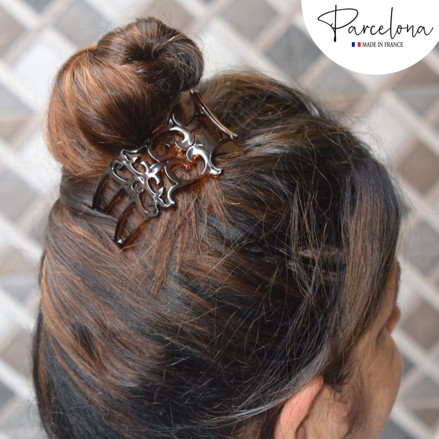 Parcelona French Intricate Celluloid Small Shell Slide in Side Slider Hair Updo Claw for Fine Hair Beauty & Personal Care Parcelona