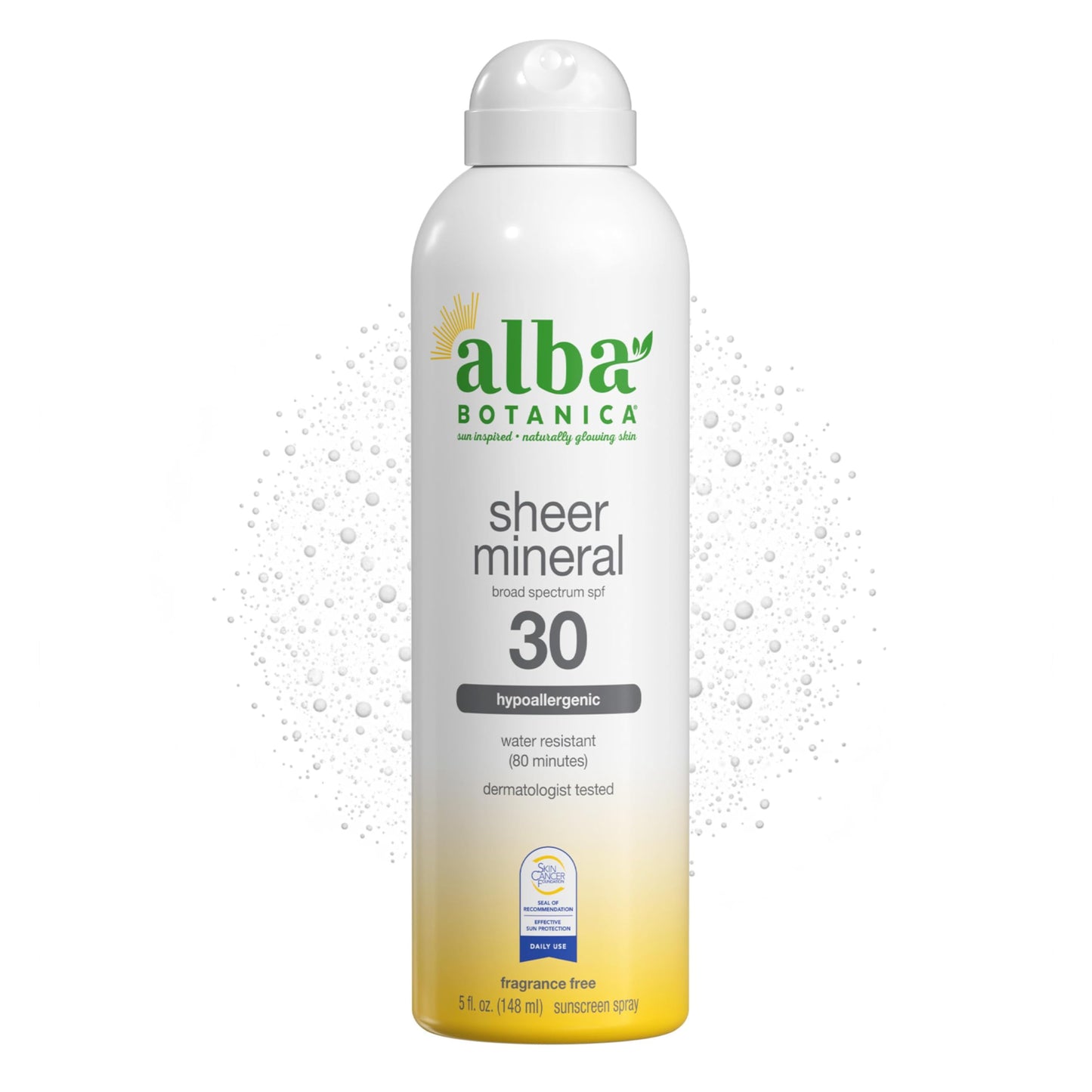 Alba Botanica Sheer Mineral Sunscreen Spray, SPF 30, Fragrance-Free Broad Spectrum, Water Resistant and Biodegradable, 5 fl. Oz. Bottle Beauty & Personal Care Alba Botanica