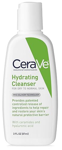 CeraVe Hydrating Face Wash | 3 Fluid Ounce Travel Size | Daily Facial Cleanser for Dry Skin | Fragrance Free Beauty & Personal Care CeraVe