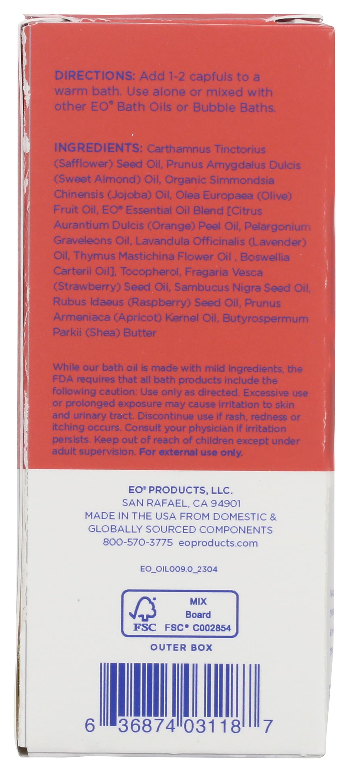 Eo, Bath Oil Rose Geranium, 4 Fl Oz Beauty and Personal Care EO