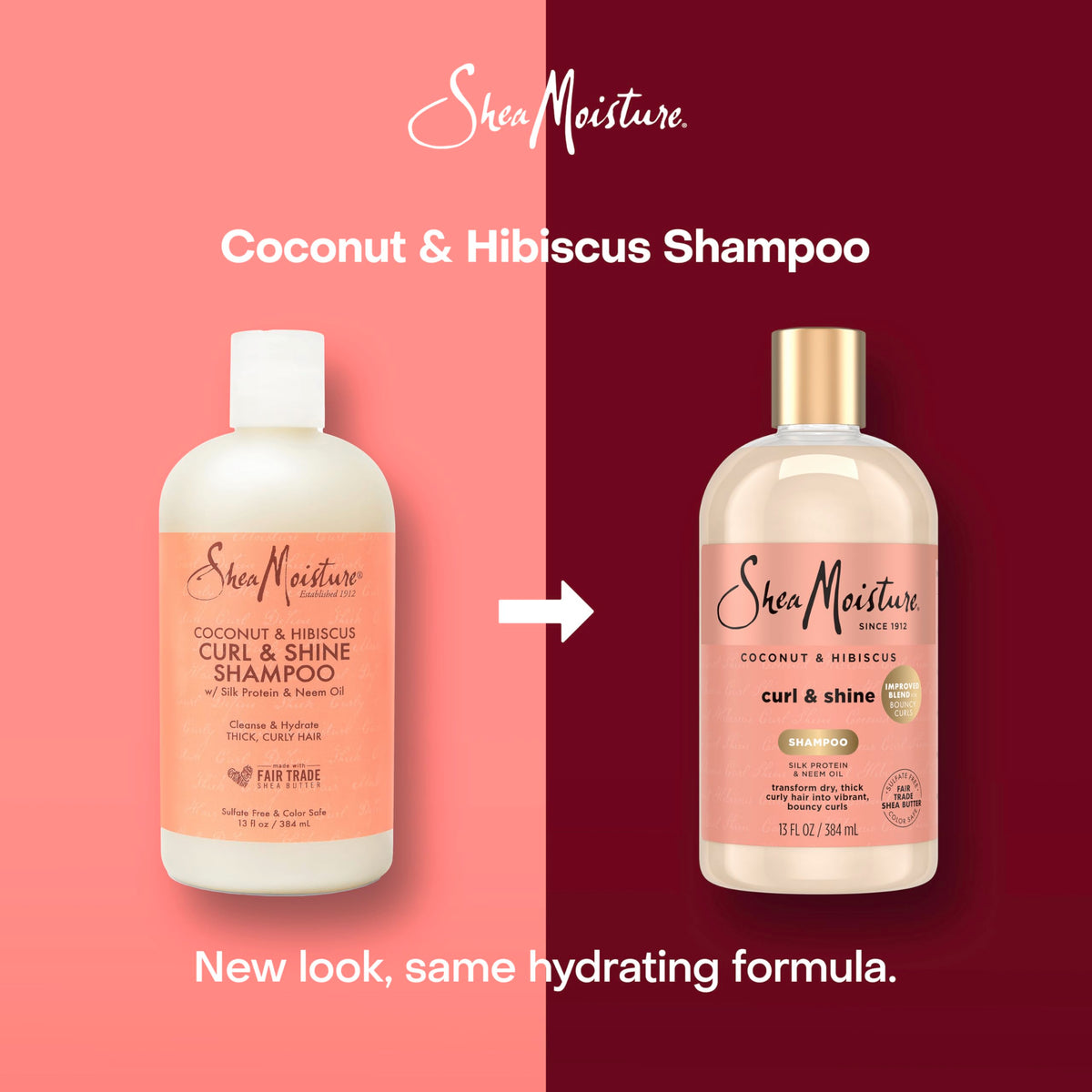Shea Moisture Shampoo Curl and Shine for Curly Hair Coconut and Hibiscus Paraben Free Shampoo 13 oz