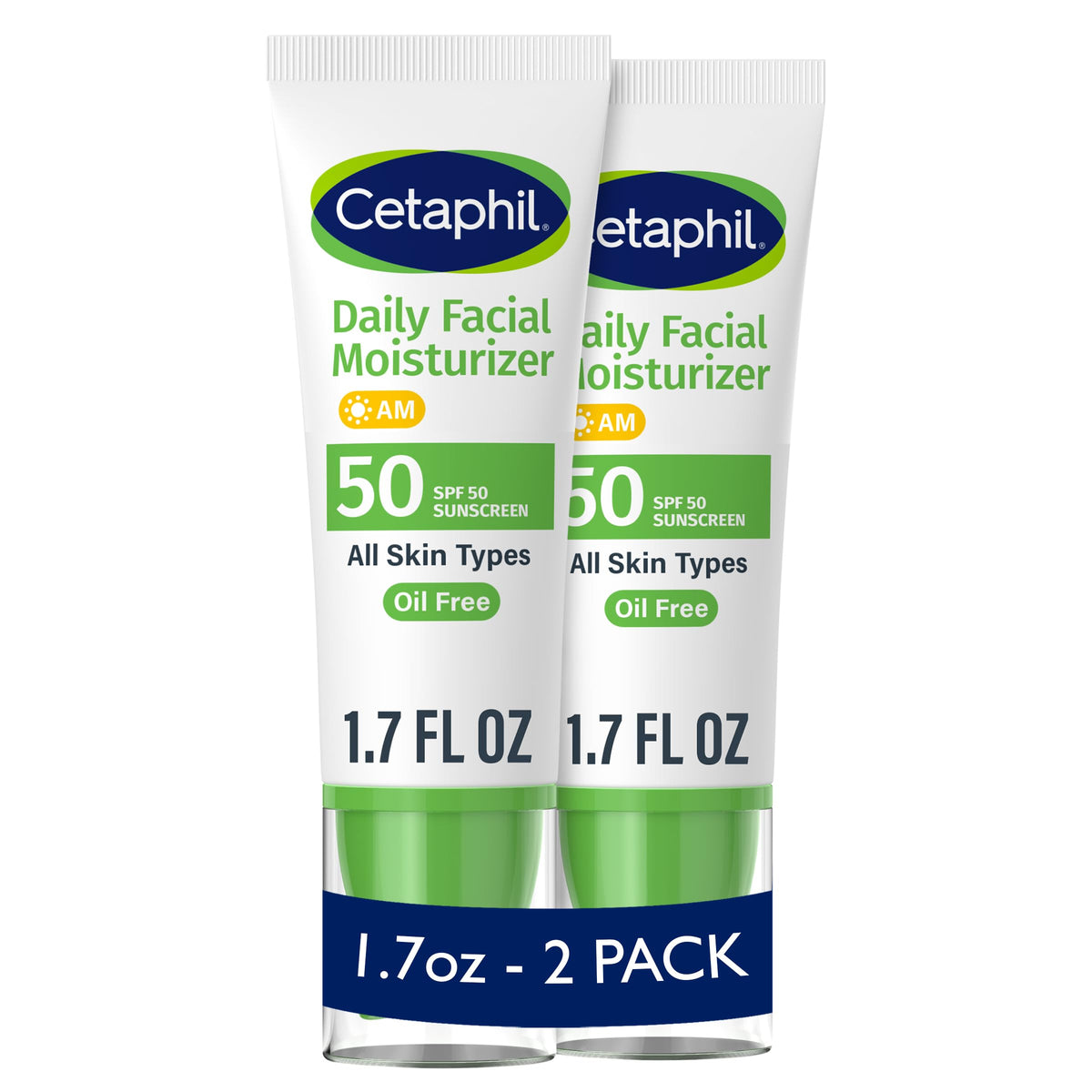 Cetaphil Daily Facial Moisturizer SPF 50, 1.7 Fl Oz (Pack of 2), Gentle Facial Moisturizer For Dry to Normal Skin Types, No Added Fragrance Beauty & Personal Care Cetaphil