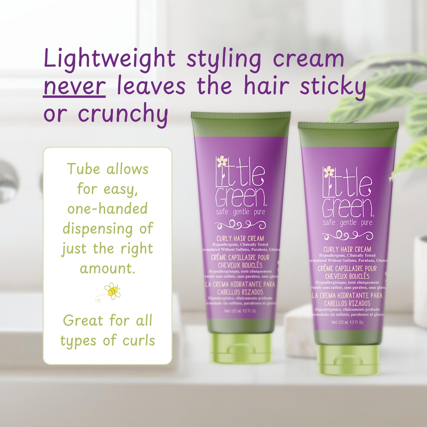 Little Green Kids Curly Hair Cream, Anti Frizz Curl Defining Cream, Kids Curly Hair Products, 4.2oz Beauty & Personal Care Little Green