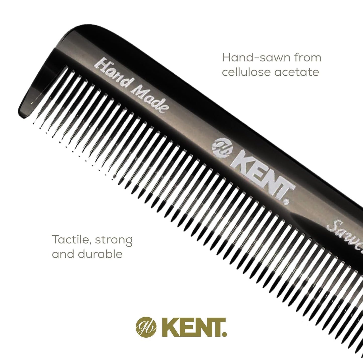 Kent FOT Black Graphite Fine Tooth Beard Comb - 4.5" Handmade Pocket Travel Comb for Men - Styling Combs for Fine or Thinning Hair, Mustache and Beard Beauty and Personal Care KENT