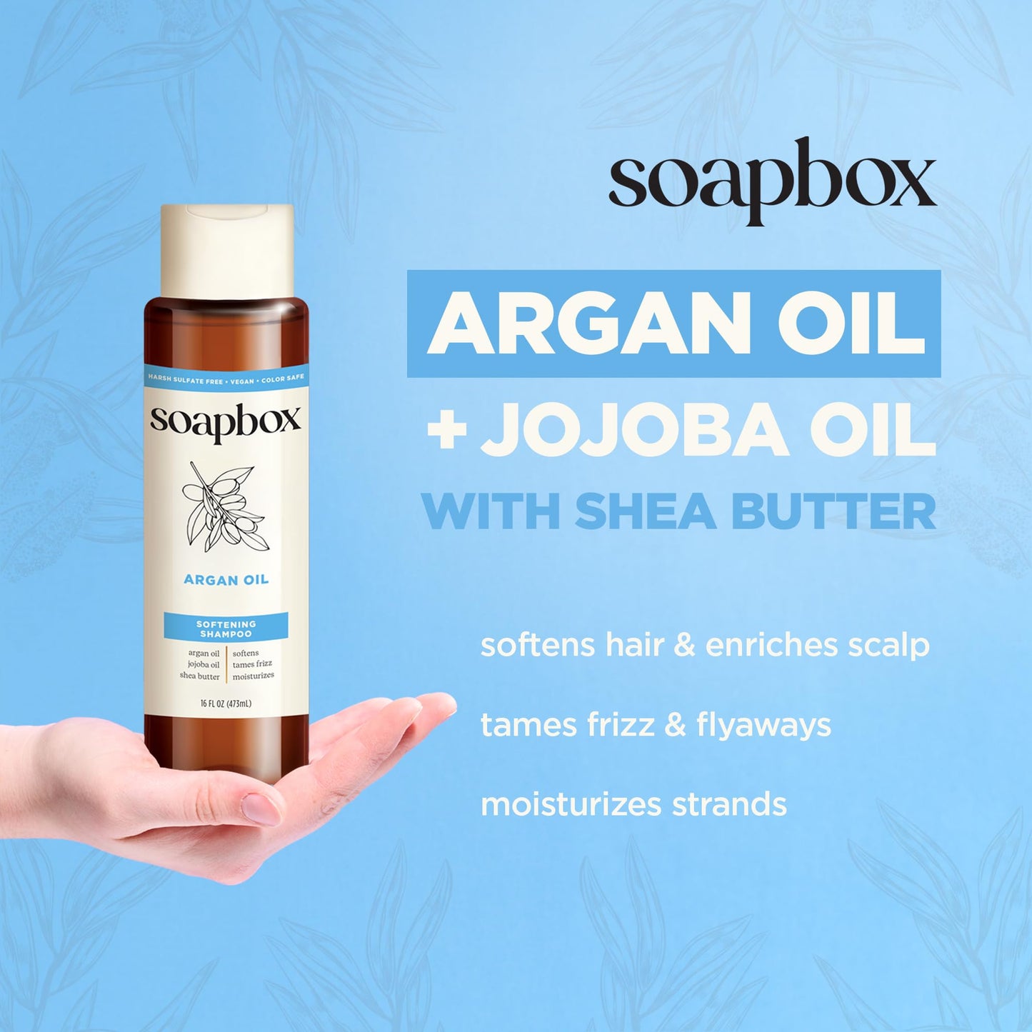 Soapbox Argan Oil & Vanilla Shampoo & Conditioner Set, Leaves Hair Smooth & Controls Frizz - Clean Ingredients Free of Harsh Chemicals, Sulfates Beauty & Personal Care Soapbox
