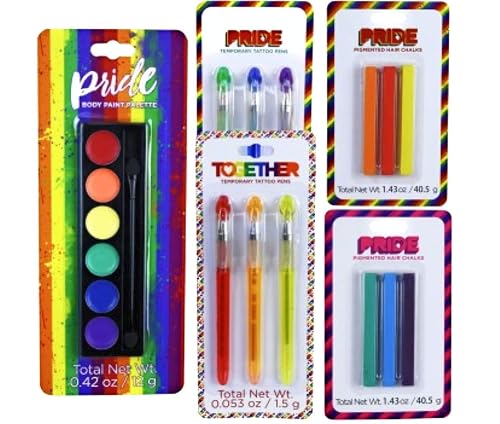 Pride Assortment Body Paint Palette, Hair Chalk, and Tattoo Pens Beauty & Personal Care Pride