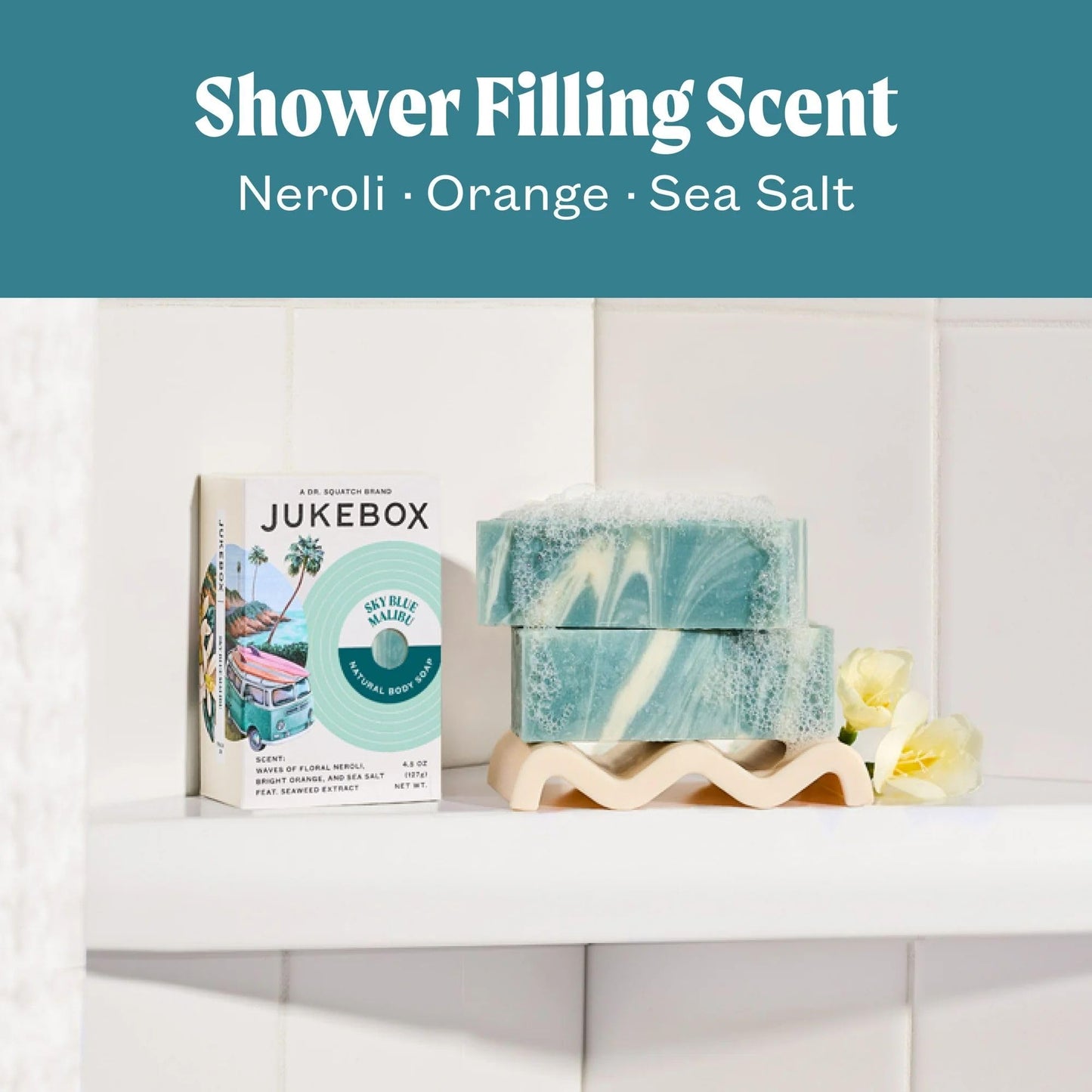 JUKEBOX Soap, Sky Blue Malibu, Natural Bar Soap for Women, Cold Process, Bath Soap with No Harmful Ingredients, Created for All Skin Types, Neroli Beauty & Personal Care JUKEBOX