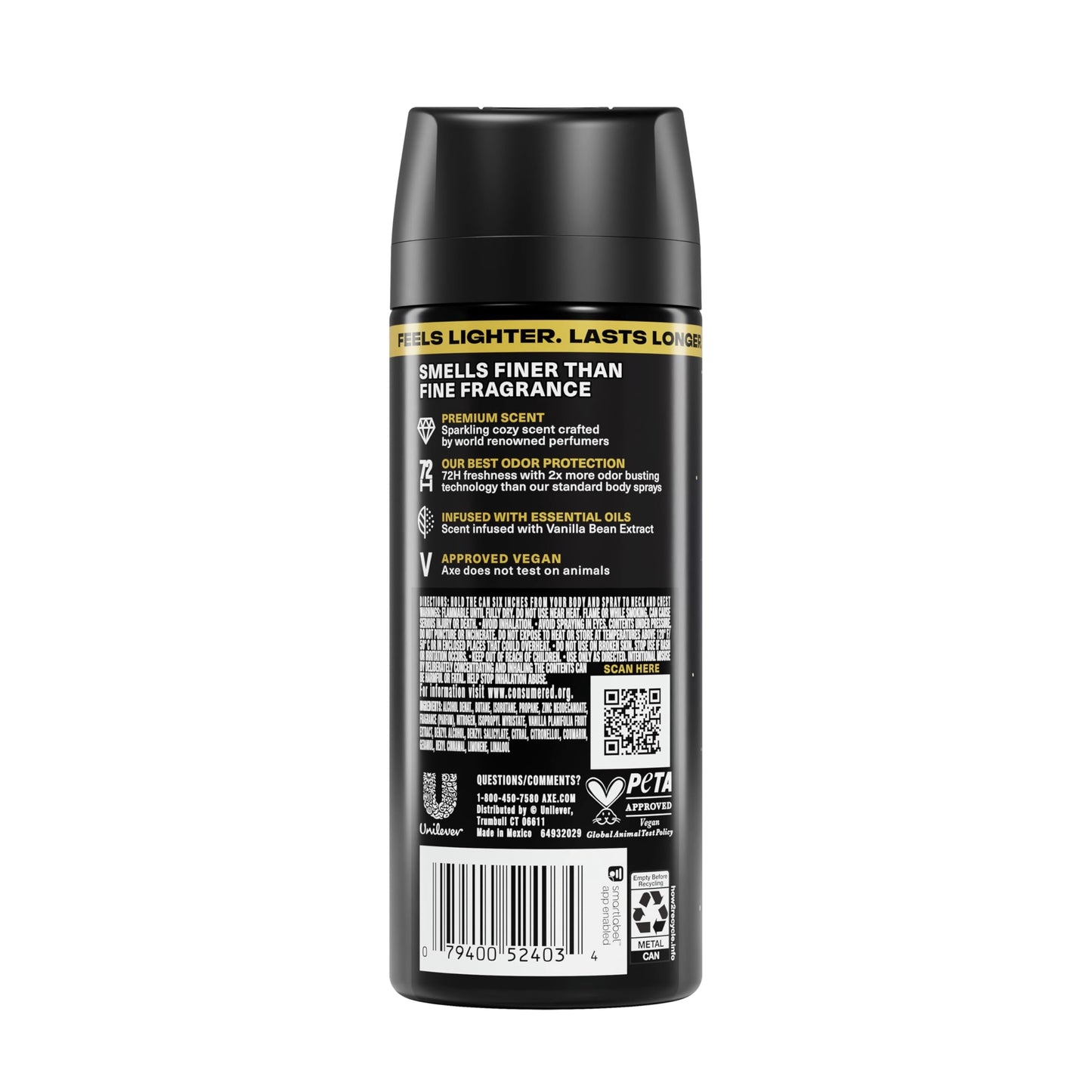 AXE Fine Fragrance Collection Body Spray Midnight Amber 72 Hour Freshness Aluminum Free 2.9 oz Beauty and Personal Care AXE