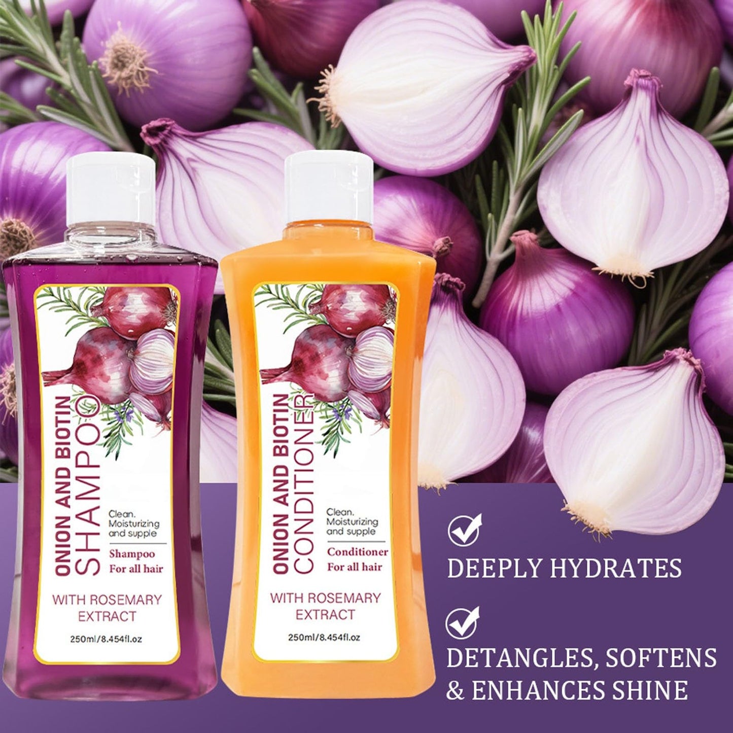 Onion Rosemary Shampoo & Conditioner Set, Shampoo and Treatment for Hair Loss and Thinning Hair, Strengthens Thickens & Reduces Hair Loss Scalp Beauty & Personal Care New Cover