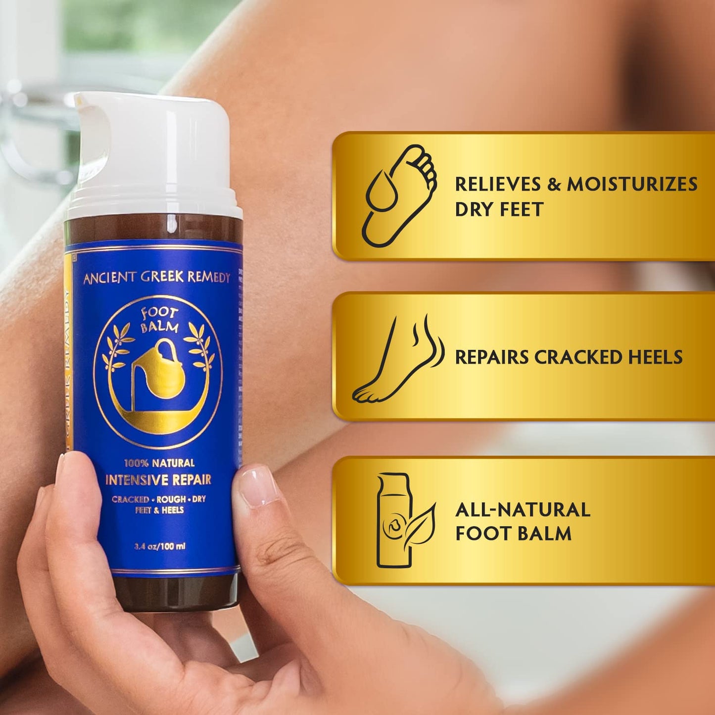 Dry Cracked Heels Repair | Organic Foot Cream for Dry Feet & Callus with Jojoba, Lavender, Almond, Olive & Vitamin E Oil | Natural Foot Balm Beauty & Personal Care Ancient Greek Remedy