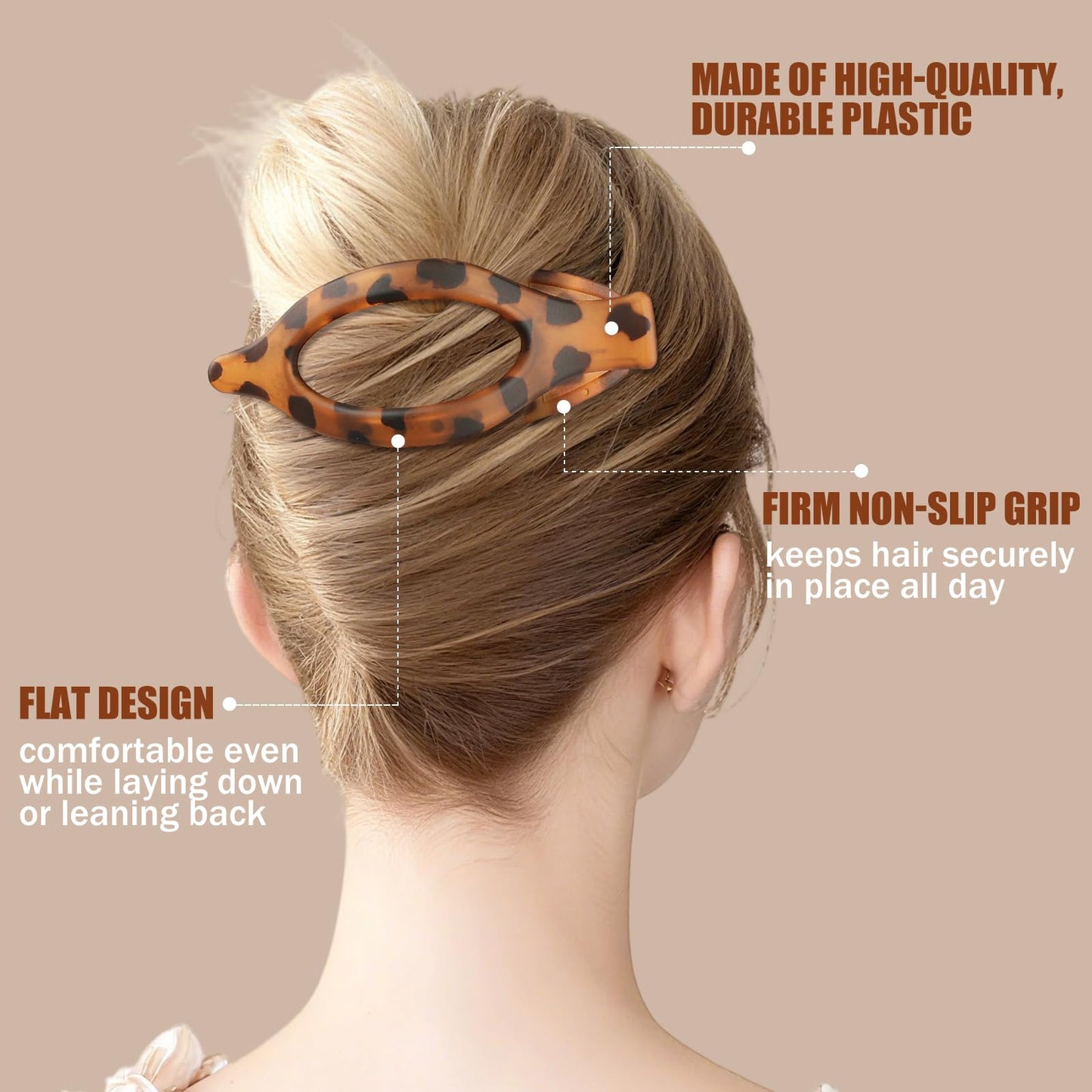 CHANDAT Flat Hair Clip 6 pcs Lay Down Claw Clips Hair Accessories for Women Styling-Leopard Beauty and Personal Care CHANDAT