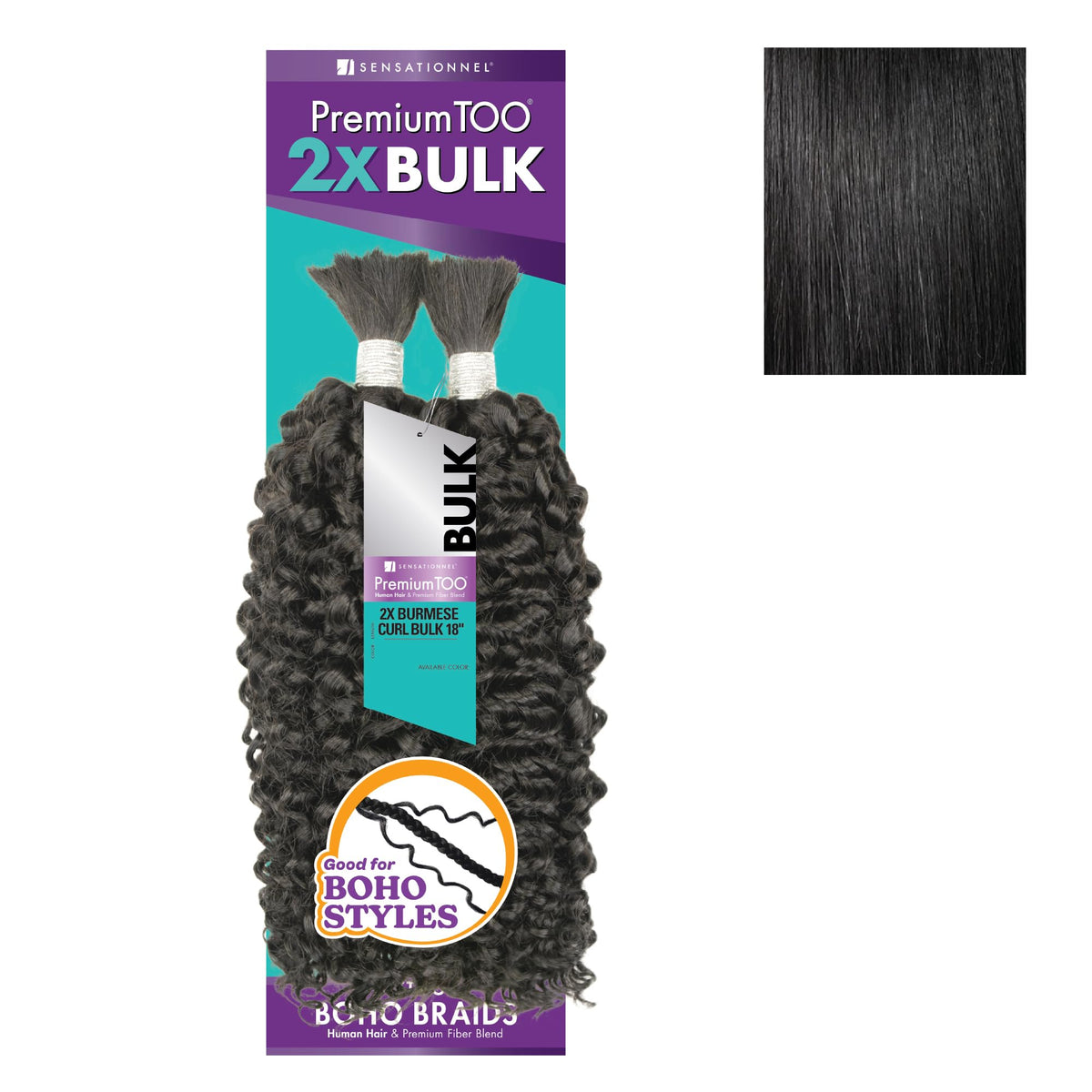 Sensationnel PremiumToo Bulk Weaving-2X Burmese Curl,18 inch, 1 JETBLACK