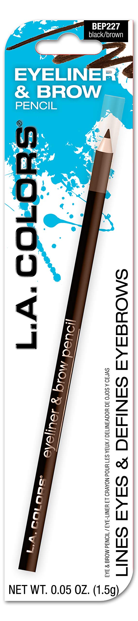 L.A. COLORS 7" Eyeliner & Brow Pencil (carded), Black/Brown CBEP227 Beauty & Personal Care L.A. COLORS