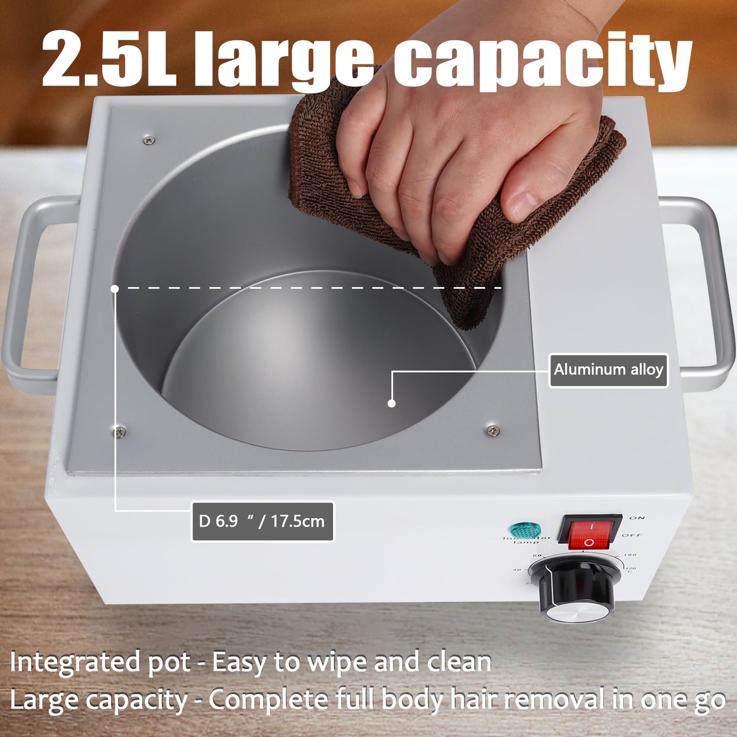 Upgrade Large Wax Warmer for Professional Hair Removal - Single Melter Heater Machine with Non-stick Pot, Facial, Body and SPA Use Beauty and Personal Care Podoy