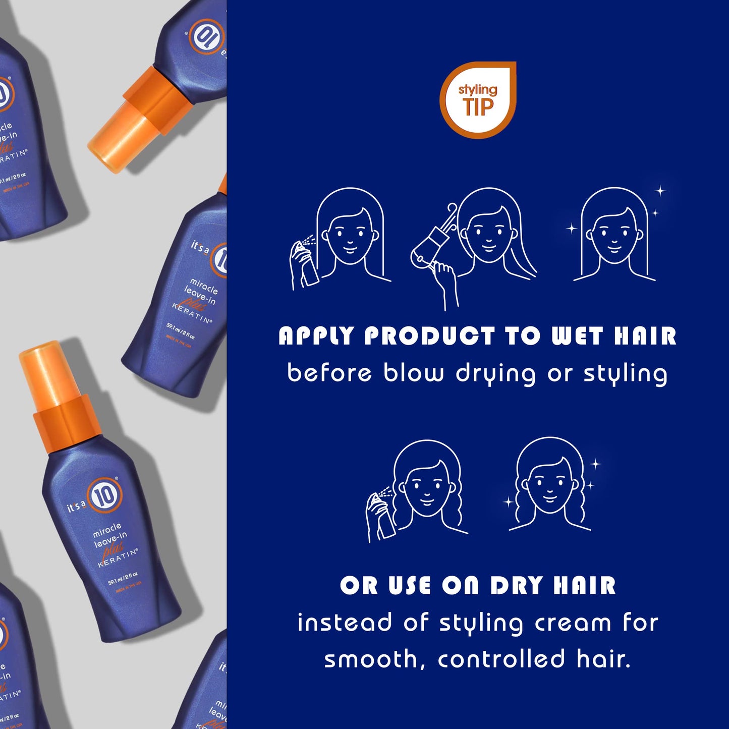 Its A 10 + Keratin Mir Le Size 2z Its A 10 + Miracle Leave-In Plus Keratin, 2 Fl. Oz (Pack of 3) Beauty & Personal Care It's a 10 Haircare