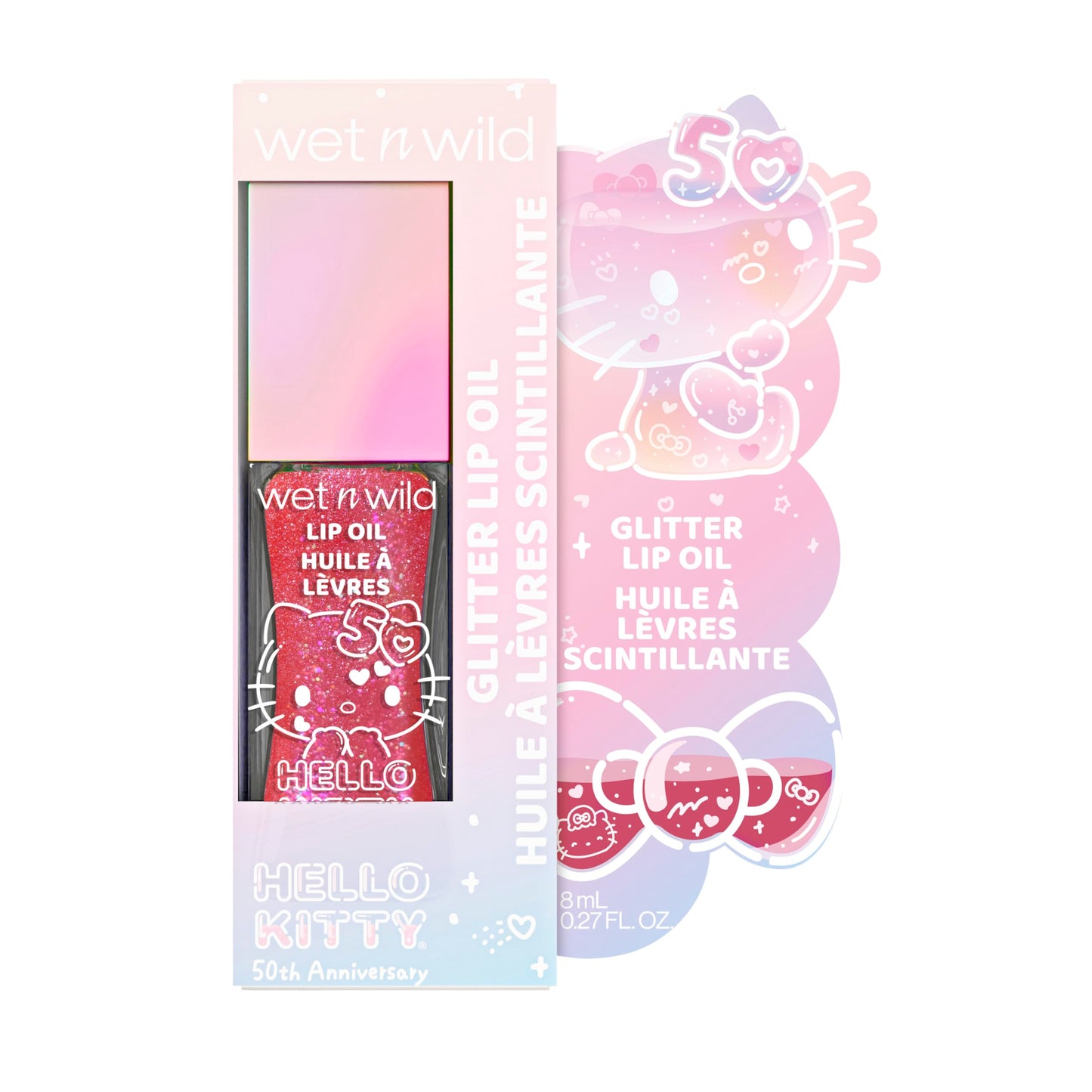 wet n wild Hello Kitty Glitter Lip Oil, New 10 Oil Infused Formula, Warm Apple Pie Lightly Scented, Sparkly Bold Colors, Cruelty-Free & Vegan - Beauty & Personal Care wet n wild