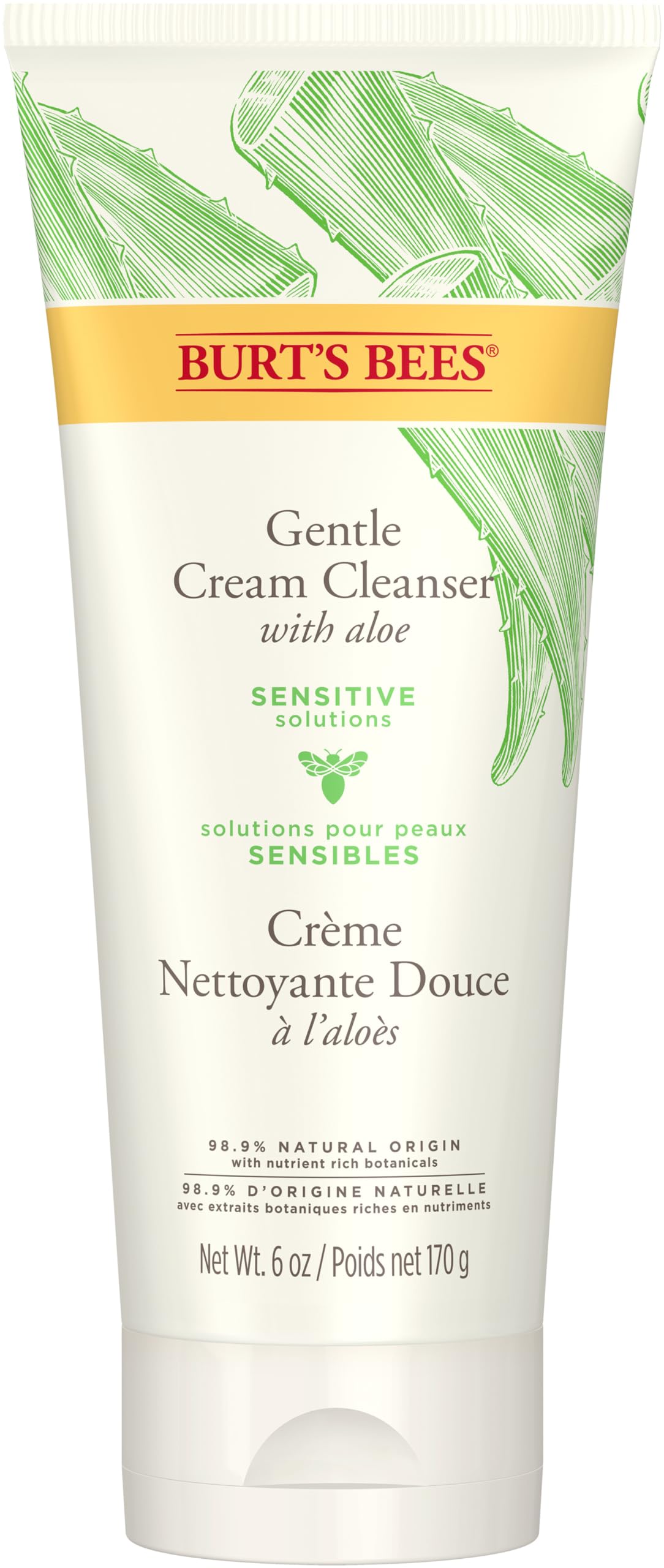 Burt's Bees Gentle Cream Cleanser with Aloe for Sensitive Skin, 98.9% Natural Origin, 6 Ounces Beauty & Personal Care Burt's Bees