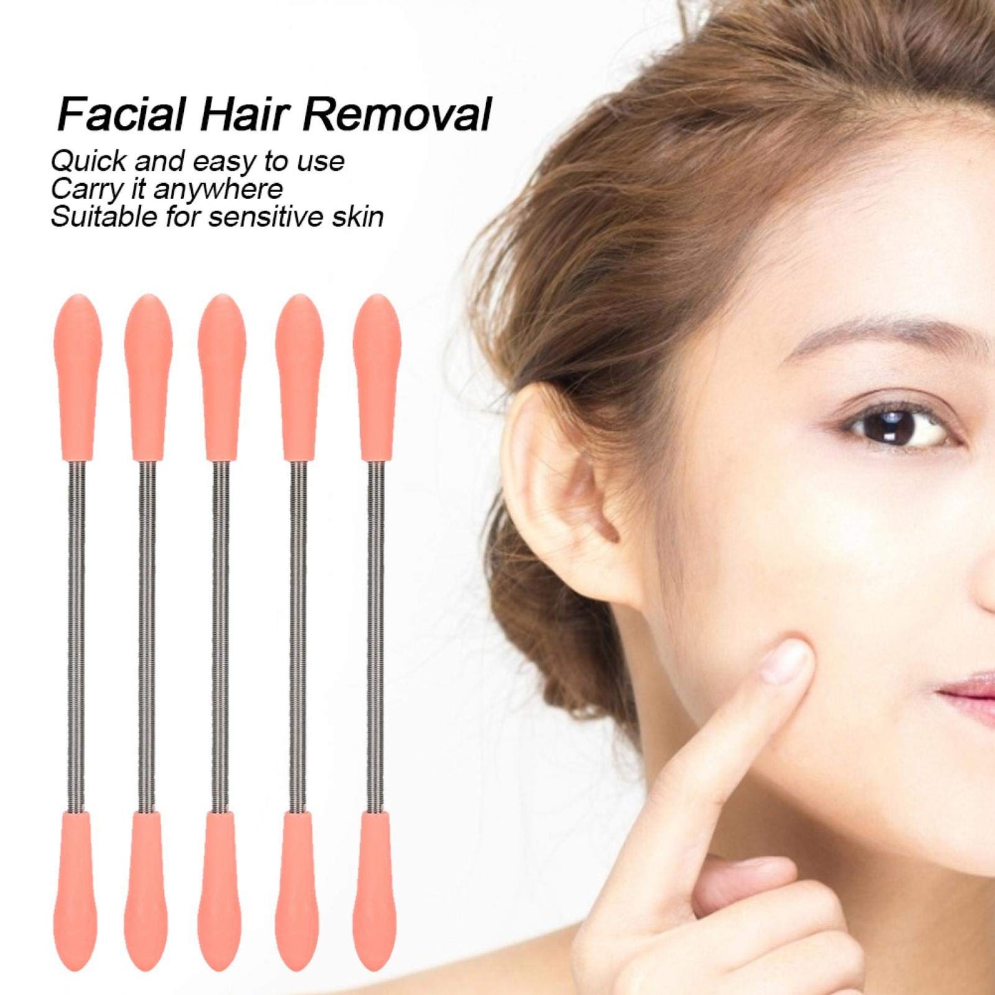 Uxsiya 5pcs Facial Hair Remover, Stainless Steel Spring Manual Epilator Threading Tool for Quick Hair Removal Beauty and Personal Care Uxsiya